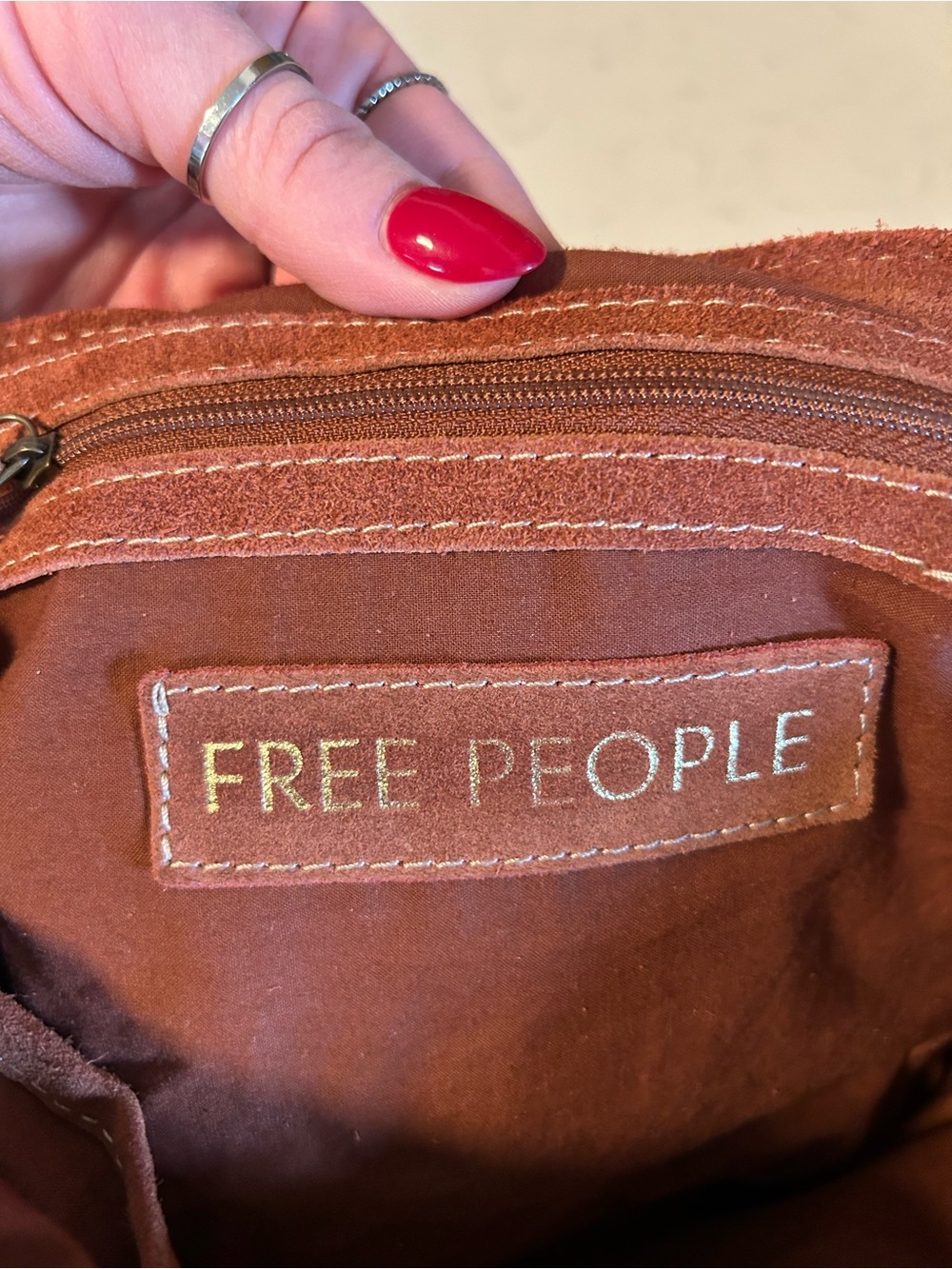Free People Wylie Suede Saddle Shoulder Crossbody Bag in Rust - Picture 9 of 16